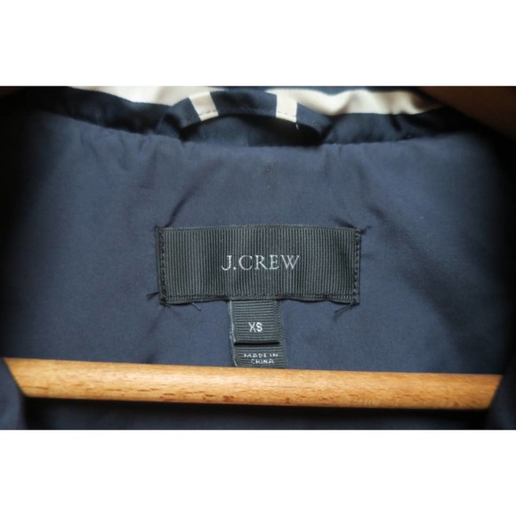 J.Crew Excursion Quilted Down Feather Gold Button Navy & White Stripe Vest - Picture 6 of 8